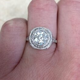 Old European Cut Diamond Halo Engagement Ring 11584 F3
