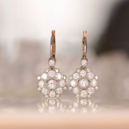 Diamond Cluster Platinum Earrings Cluster Lorne Earrings Artistic