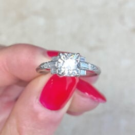 Prong Set 1.10ct Antique Cushion Cut Center Stone Diamond Engagement Ring 13013 F5