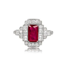 French Cut Natural Elongated Ruby Ring - Berck Ring