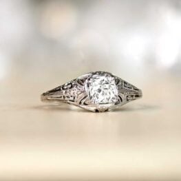 Open Work Filigree Platinum Mounting Old European Cut Diamond Ring 13558-Artistic-1000x1000