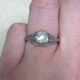 18k White Gold Set Box Prongs Diamond Ring 13558 F3