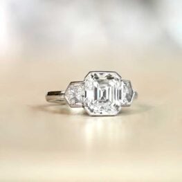 Bullet Cut Three Stone Emerald Cut Diamond Engagement Ring 13508