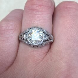 Bezel Set Old European Cut 1.73ct Diamond Engagement Ring 13640 F2