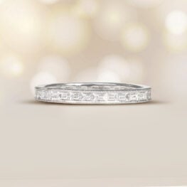 0.90ct Channel Set Baguette Cut Platinum Murcia Band. 2.5mm Top View Artistic