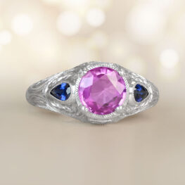 Pink Sapphire Vintage Ring Covelo Ring Artistic Top View