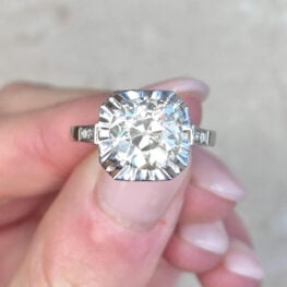 Retro Era Old European Cut Diamond And Platinum Mounting Engagement Ring