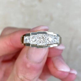 1.00ct Total Diamond Weight Old European Cut Diamond Five Stone Vintage Ring 14002 F5
