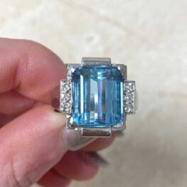 Diamond Accented Platinum Mounting Gemstone Vintage Rin 14042-F5