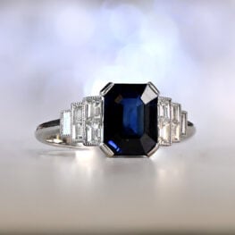 Sapphire and Diamond Accent Ring Atlantic Ring Top View Artistic