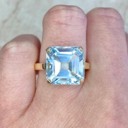18k Yellow Gold Ring Aquamarine Ascher Cut 14151 F2