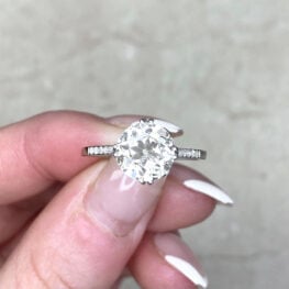 Prong Set Diamond and Old Cut Diamond Shoulders Ring