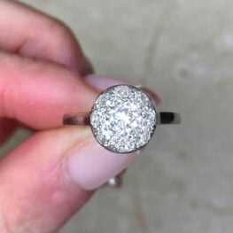 Diamond Cluster Engagement Ring Platinum Mounting Engagement Ring