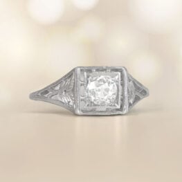 Art Deco Diamond Engagement Ring Featuring old European Cut Diamond Artistic Picture 14502