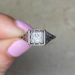 Platinum Bezel Set Diamond Engagement Ring 14502 F5