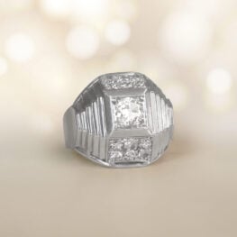 0.35 carats Vintage Transitional Cut Diamond Ring Palmetto Ring 14536