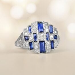Old Mine Cut Diamond Geometric Design Ring Ambroise Ring 14538