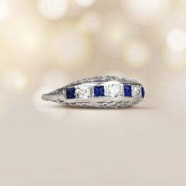 Vintage Half-Eternity Wedding Band. Edgemont Band. Circa 1950 Artistic