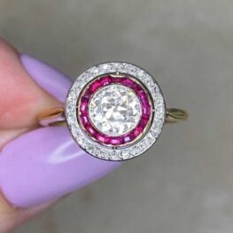 dublin ring from 1900 from the edwardian era with center diamond bezel set in 1.00 carat 14892