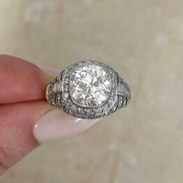 3.43ct Antique Cushion Cut Diamond Edwardian Style Olton Ring 14895-F5