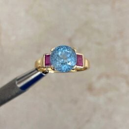 Westbrook Ring with aquamarine an rubies