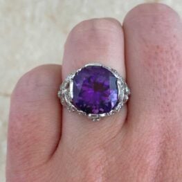 Tolsta Ring featuring a 6.00 carat cushion-cut amethyst