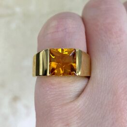 Square Cut Citrine and 18k Yellow Gold Ring 15236 F2