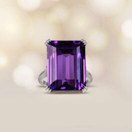 14.71 carat Emerald-Cut Amethyst and Platinum Ring Artistic Picture 15350