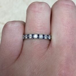 Handcrafted Diamond Sapphire and Platinum Wedding Band - Elmont Band