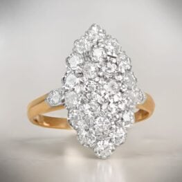 18k Yellow Gold Diamond Navette Ring Artistic Photo