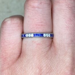 Diamond And Sapphire Alternating Platinum Mounting Eternity Band regent- F2