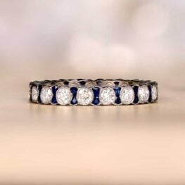 Sapphire and Diamond Alternating Band Elmont Band Top View Artistic